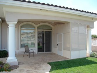 Partial screen room under patio cover