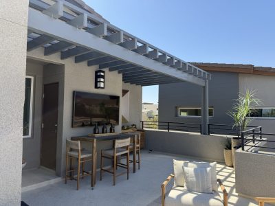 Open lattice balcony patio cover