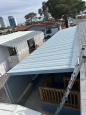 Aerial view of carport cover off manufactured home