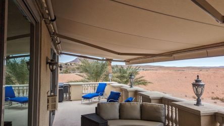 Retractable Fabric Awning Over Balcony Patio Cover
